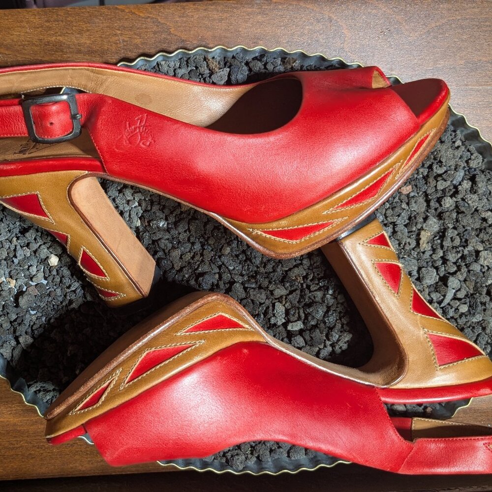 John Fluevog red heels -- The Bunford